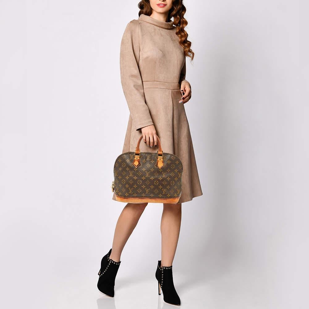 Brown Louis Vuitton Monogram Canvas and Leather Alma PM Bag