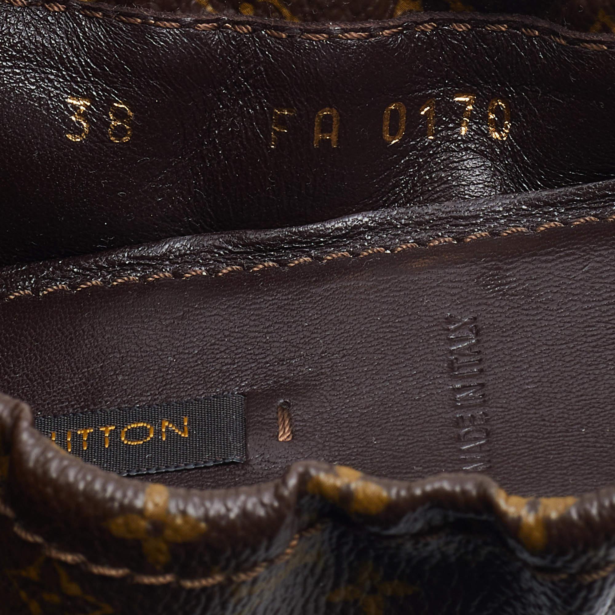 Louis Vuitton Monogram Canvas and Leather Cap Toe Dice Ballet Flats Size 38 3