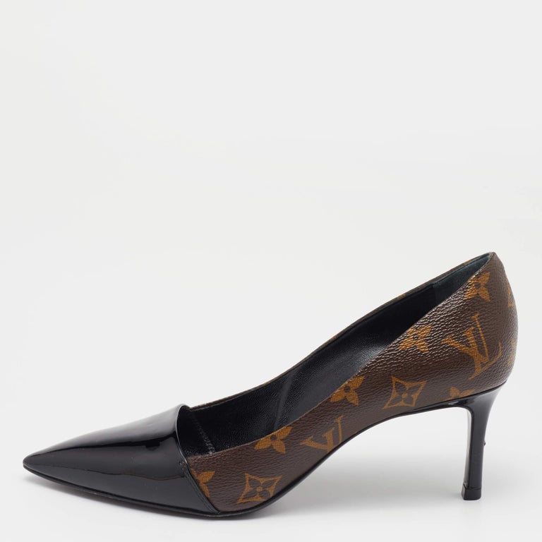 Louis Vuitton Monogram Canvas And Leather Fetish Pointed Toe Pumps Size 37  For Sale at 1stDibs