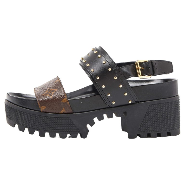 Louis Vuitton Black Damier Leather Flat Thong Sandals Size 43 Louis Vuitton
