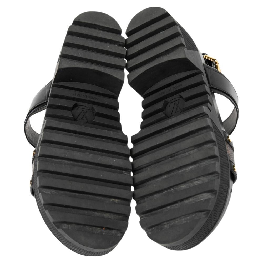 Black Louis Vuitton Monogram Canvas and Leather Laureate Platform Sandals Size 39