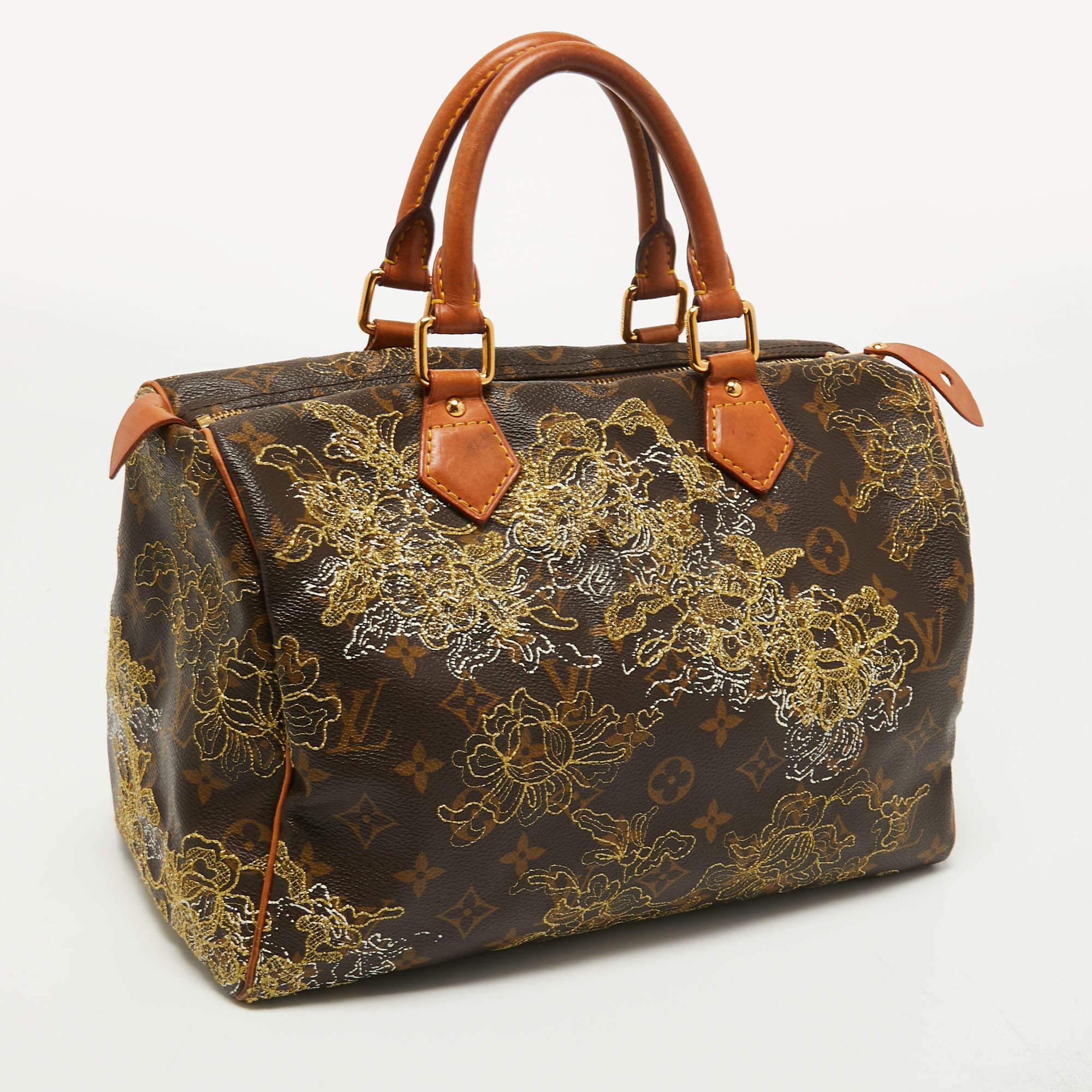 Women's Louis Vuitton Monogram Canvas and Leather Limited Edition Dentelle Speedy 30 Bag