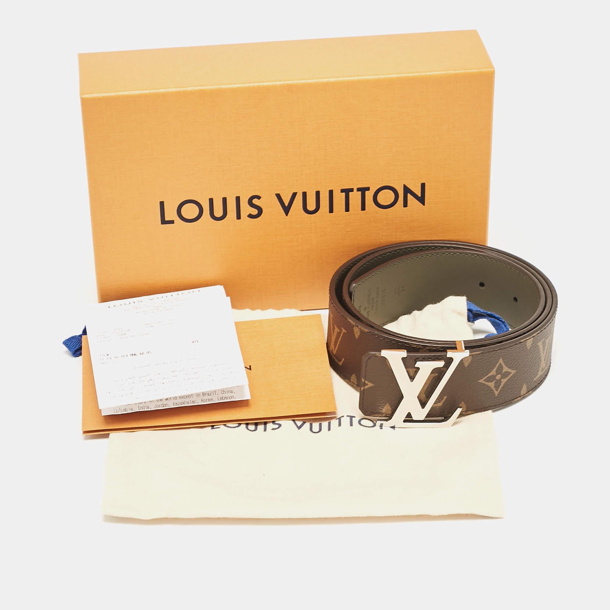 Louis Vuitton Monogram Canvas and Leather LV Initiales Reversible Belt 85 CM For Sale 1