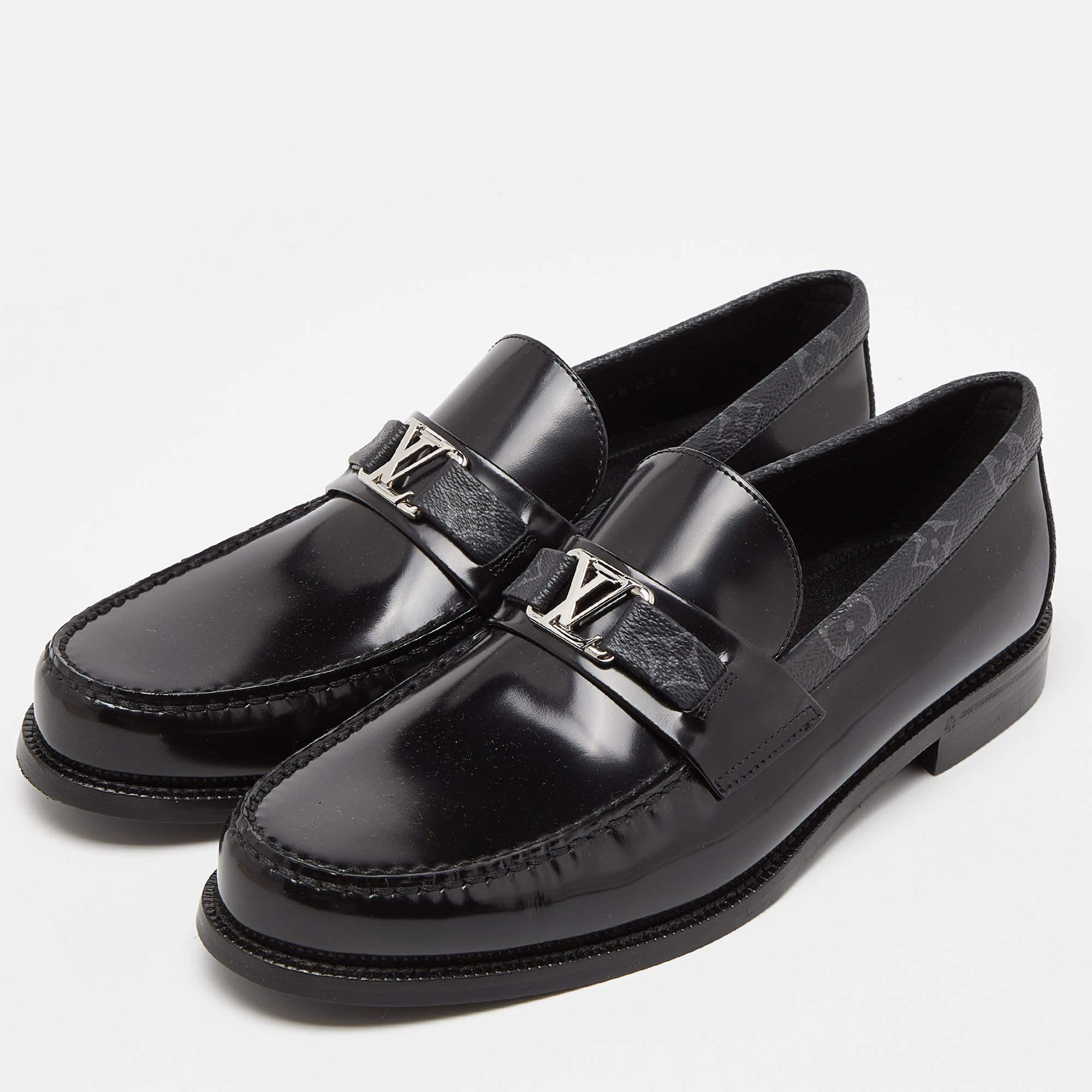 Black Louis Vuitton Monogram Canvas and Leather Major Loafers Size 43