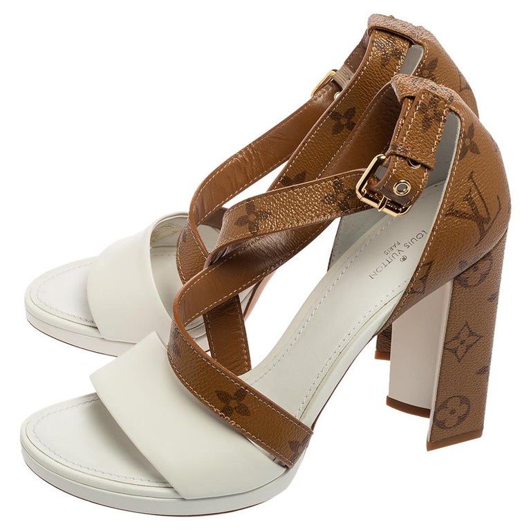 Louis Vuitton Monogram Canvas and Leather Matchmake Sandals Size 39.5 For  Sale at 1stDibs
