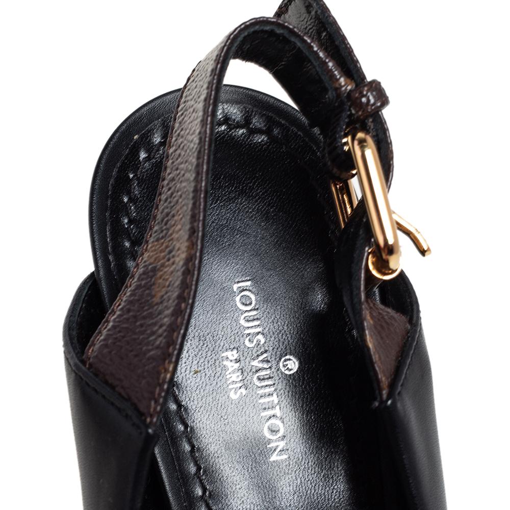Black Louis Vuitton Monogram  Canvas And Leather Matchmake Slingback Sandals Size 37.5