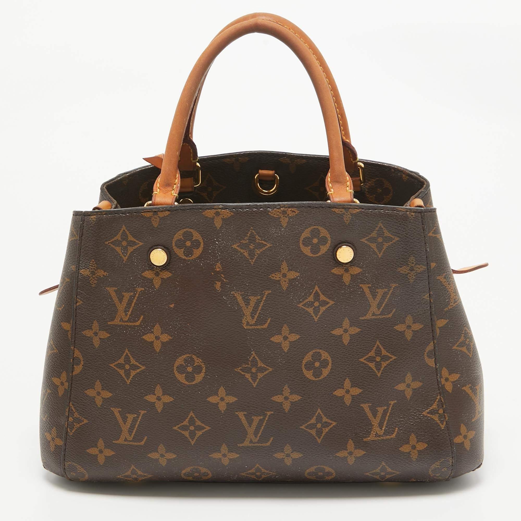 Louis Vuitton Monogram Canvas and Leather Montaigne BB Bag In Fair Condition In Dubai, Al Qouz 2