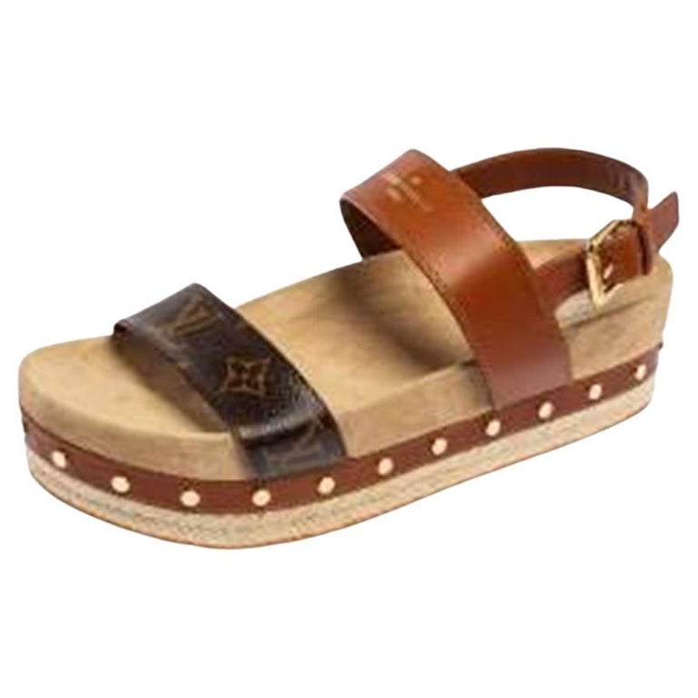 Louis Vuitton Brown Leather Open Toe Sandals Size 41