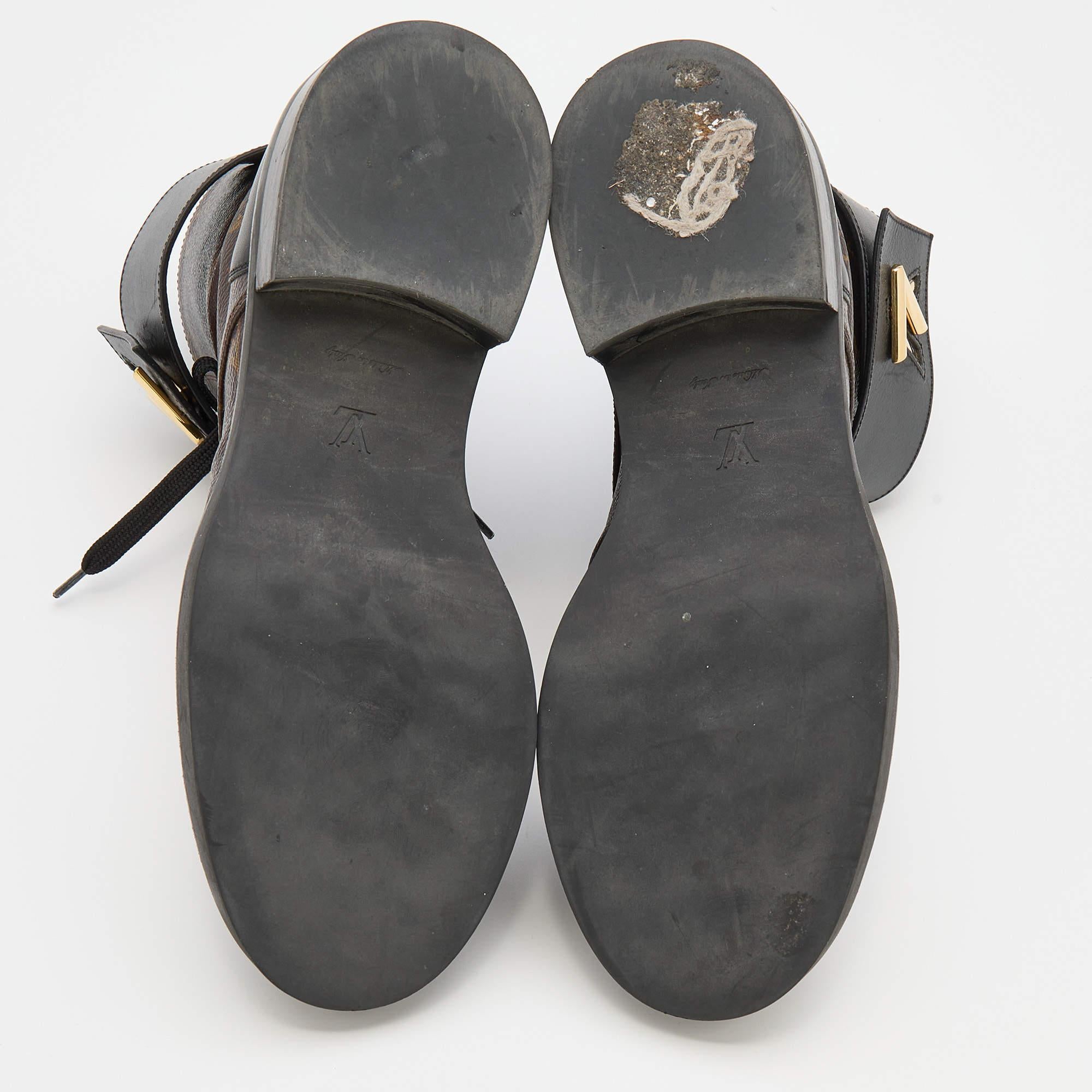 Louis Vuitton Monogram Canvas and Leather Wonderland Ranger Combat Boots Size 38 2