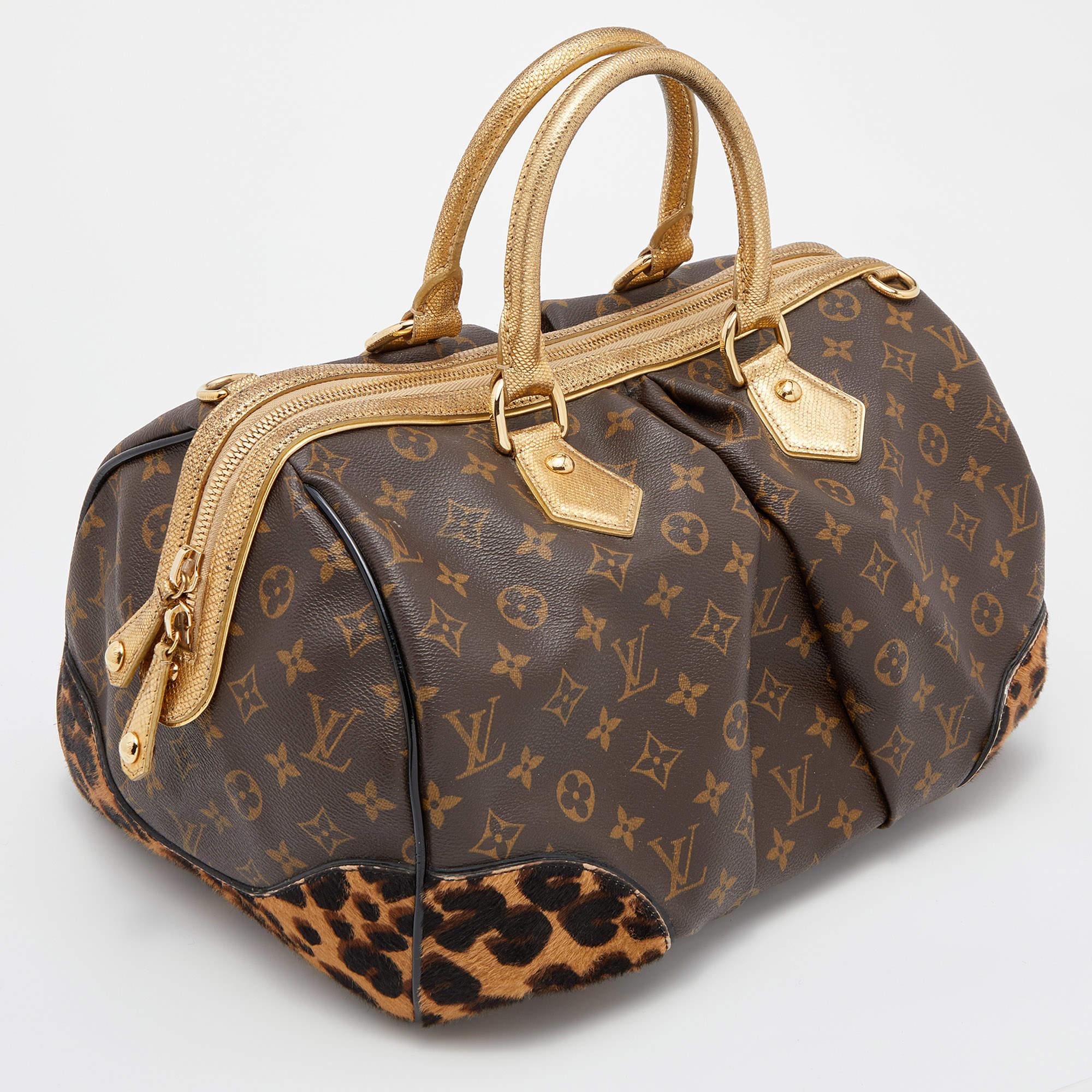 Louis Vuitton Monogram Canvas and Leopard Calfhair Limited Edition Stephen Bag In Good Condition In Dubai, Al Qouz 2