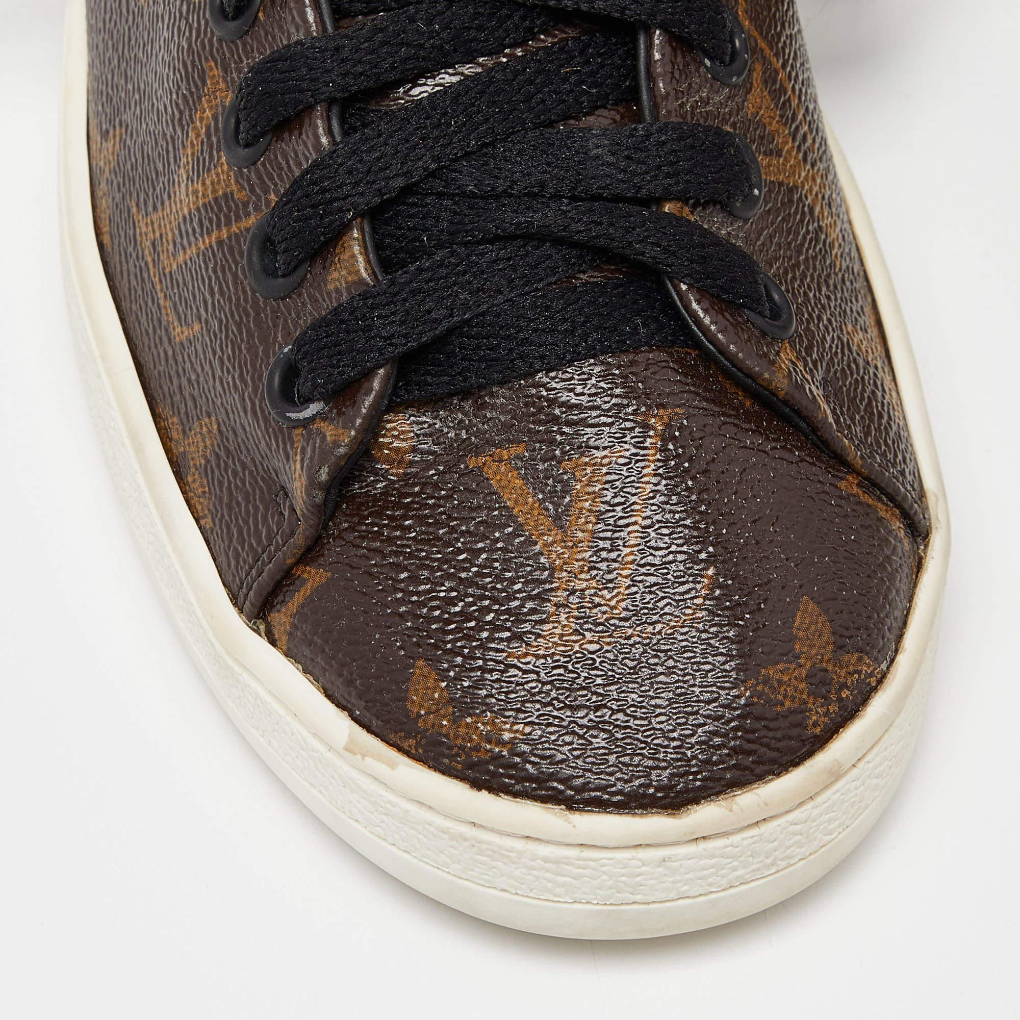 Women's Louis Vuitton Monogram Canvas and Patent Leather Frontrow Sneakers Size 36 For Sale