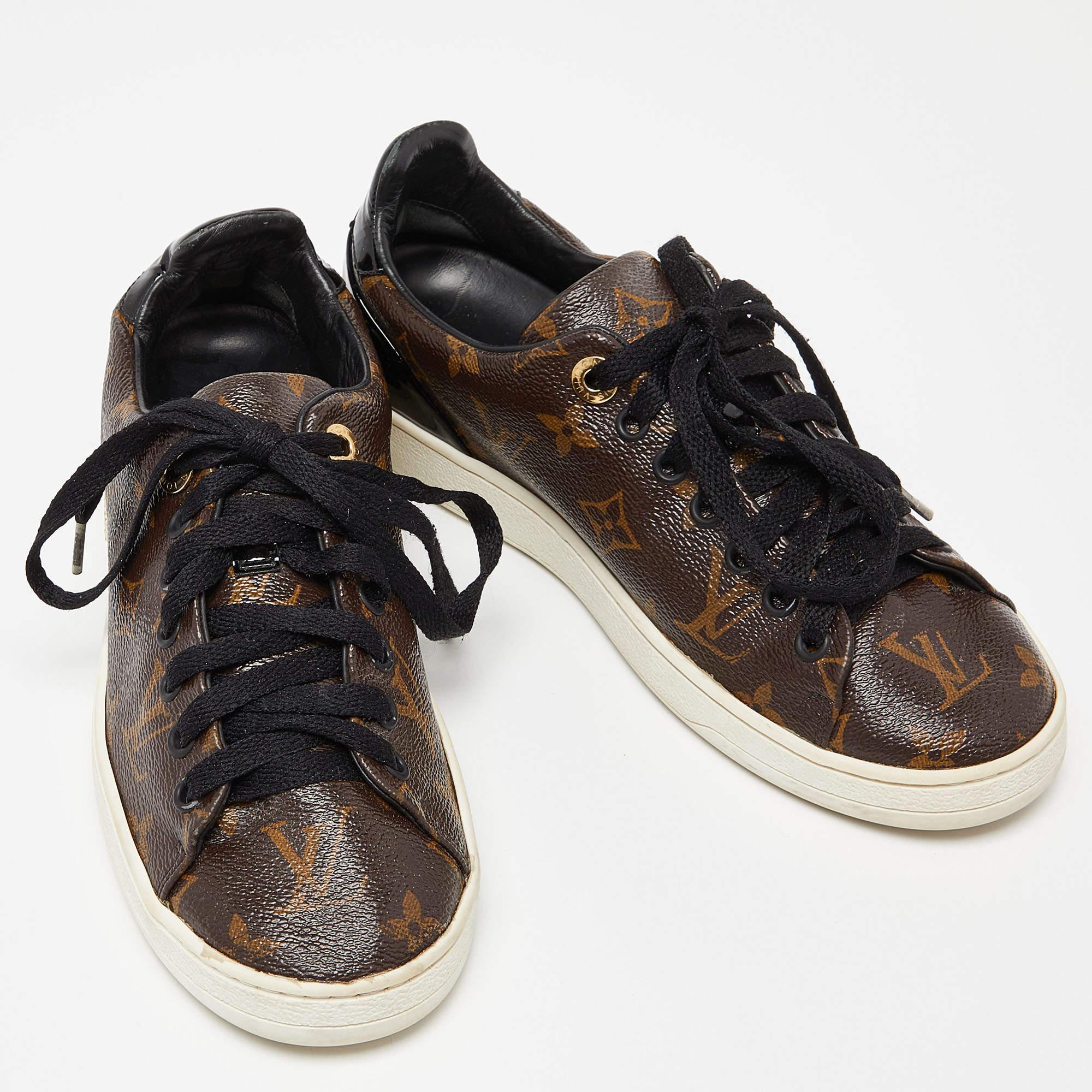 Louis Vuitton Monogram Canvas and Patent Leather Frontrow Sneakers Size 36 For Sale 1