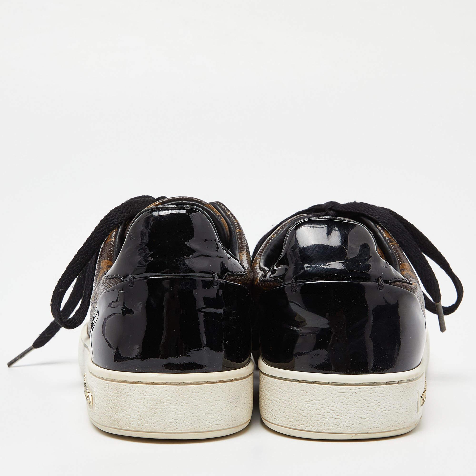 Louis Vuitton Monogram Canvas and Patent Leather Frontrow Sneakers Size 36 For Sale 2