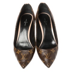 Louis Vuitton Monogram Canvas and Vernis Leather Cherie Pumps Size 38.5