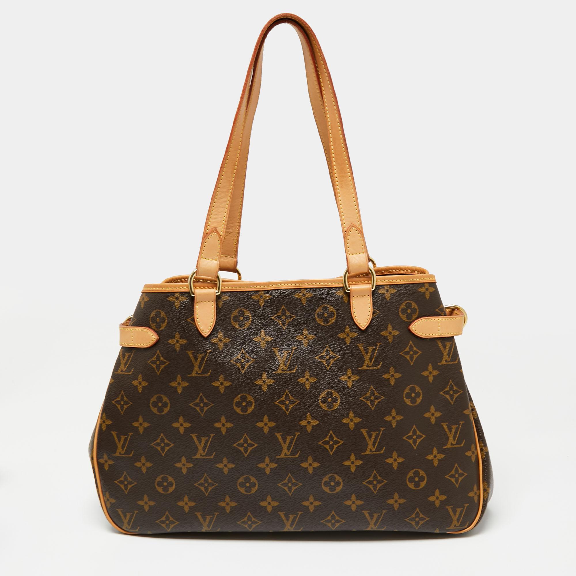 The signature aesthetics of this Louis Vuitton Batignolles bag will lend a statement appeal to your outfit. Crafted from the monogram canvas, it is an accessory of style and ease. While the dual handles at the top make it an easy carrying option,
