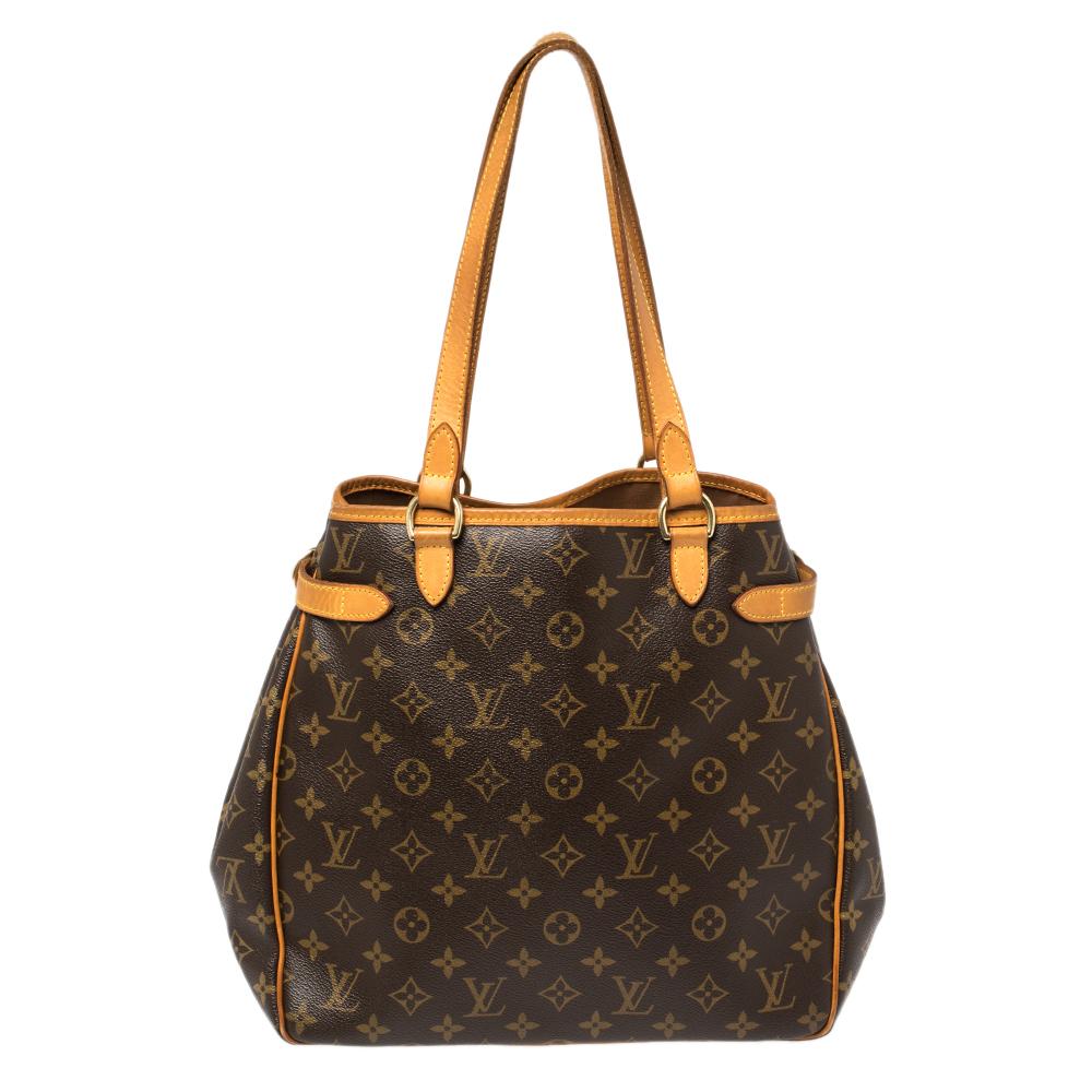 This Louis Vuitton Batignolles Verticle bag is a perfect everyday bag that accommodates your daily essentials with elegance. Crafted from brown monogrammed coated canvas, the bag is accented with gold-tone hardware. It is detailed with contrasting