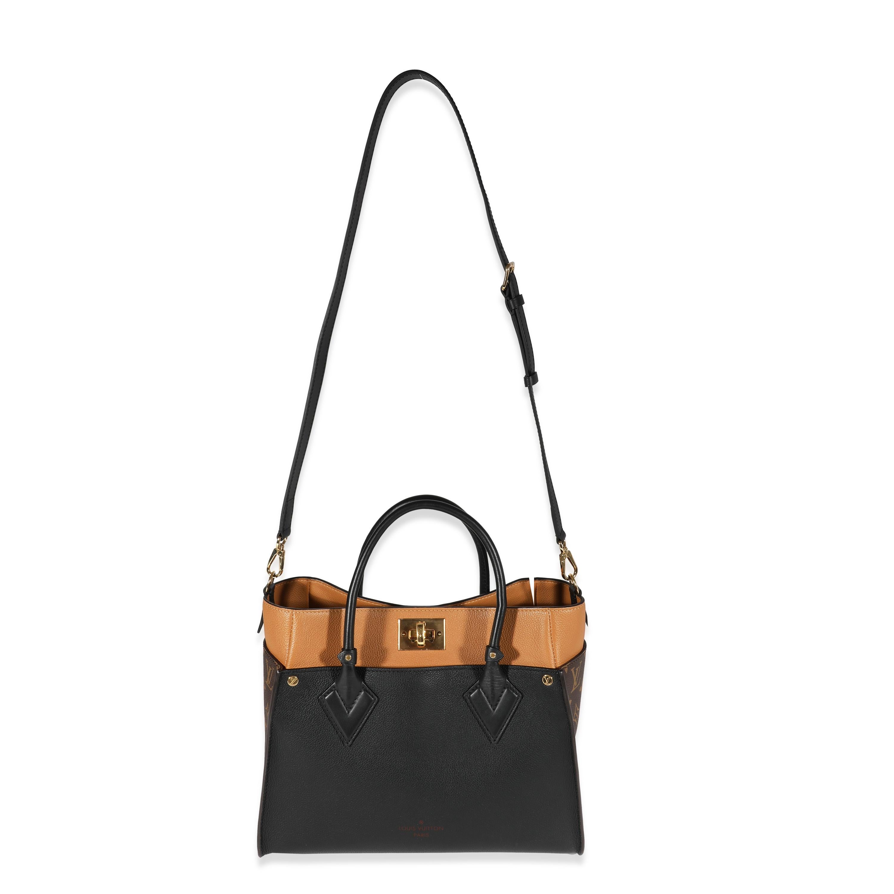 Louis Vuitton Monogram Canvas e pelle di vitello nera On My Side PM Tote 1