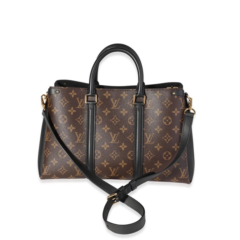 Louis Vuitton Monogram Canvas & Black Leather Soufflot MM In Excellent Condition For Sale In New York, NY