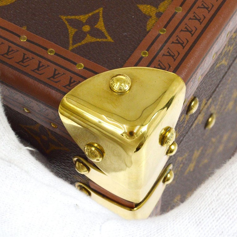 LOUIS VUITTON Monogram Canvas Boite Gold Trim Travel Cosmetic Vanity Trunk  Case