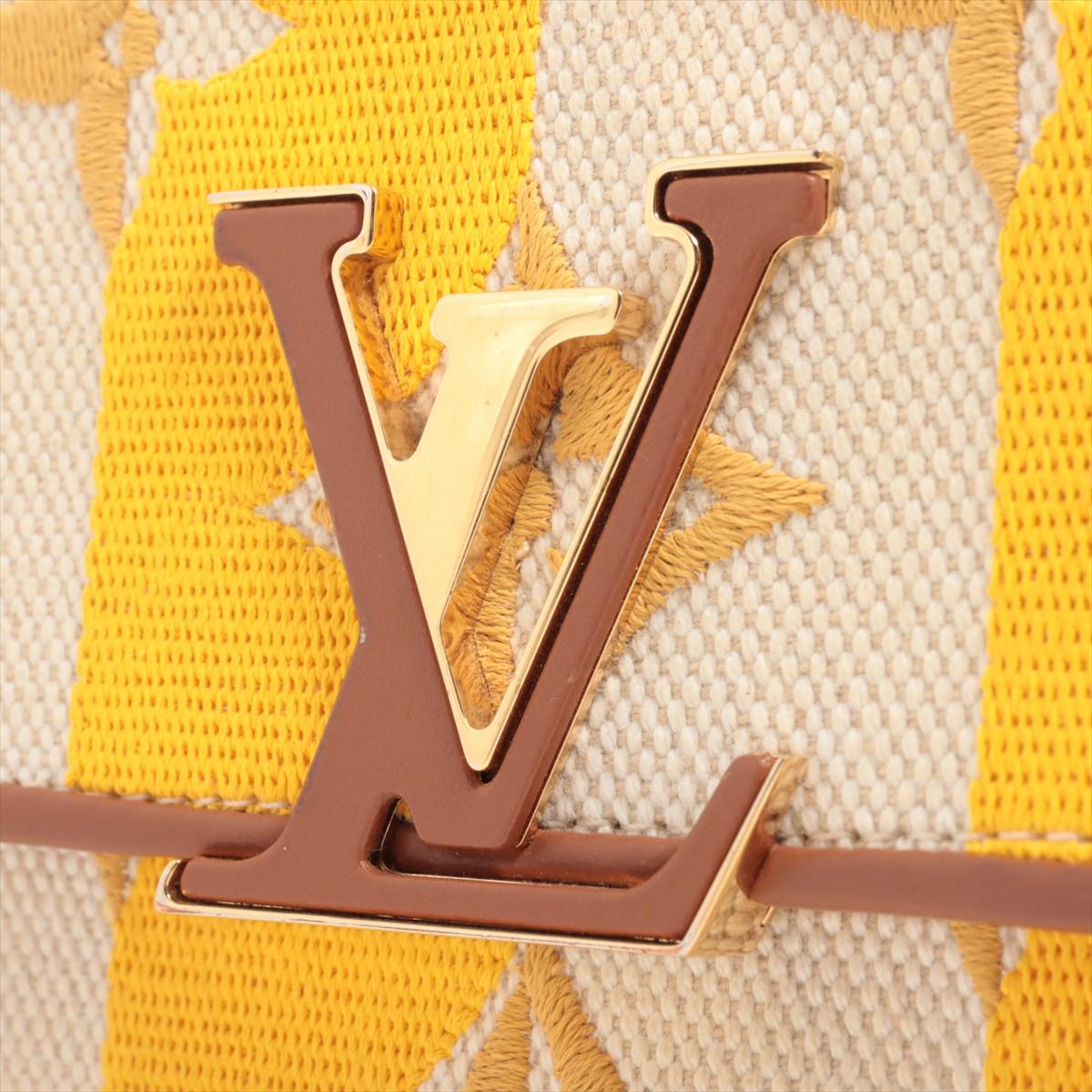 Louis Vuitton Monogram Canvas Capucine Wallet Stripe Yellow Beige For Sale 8