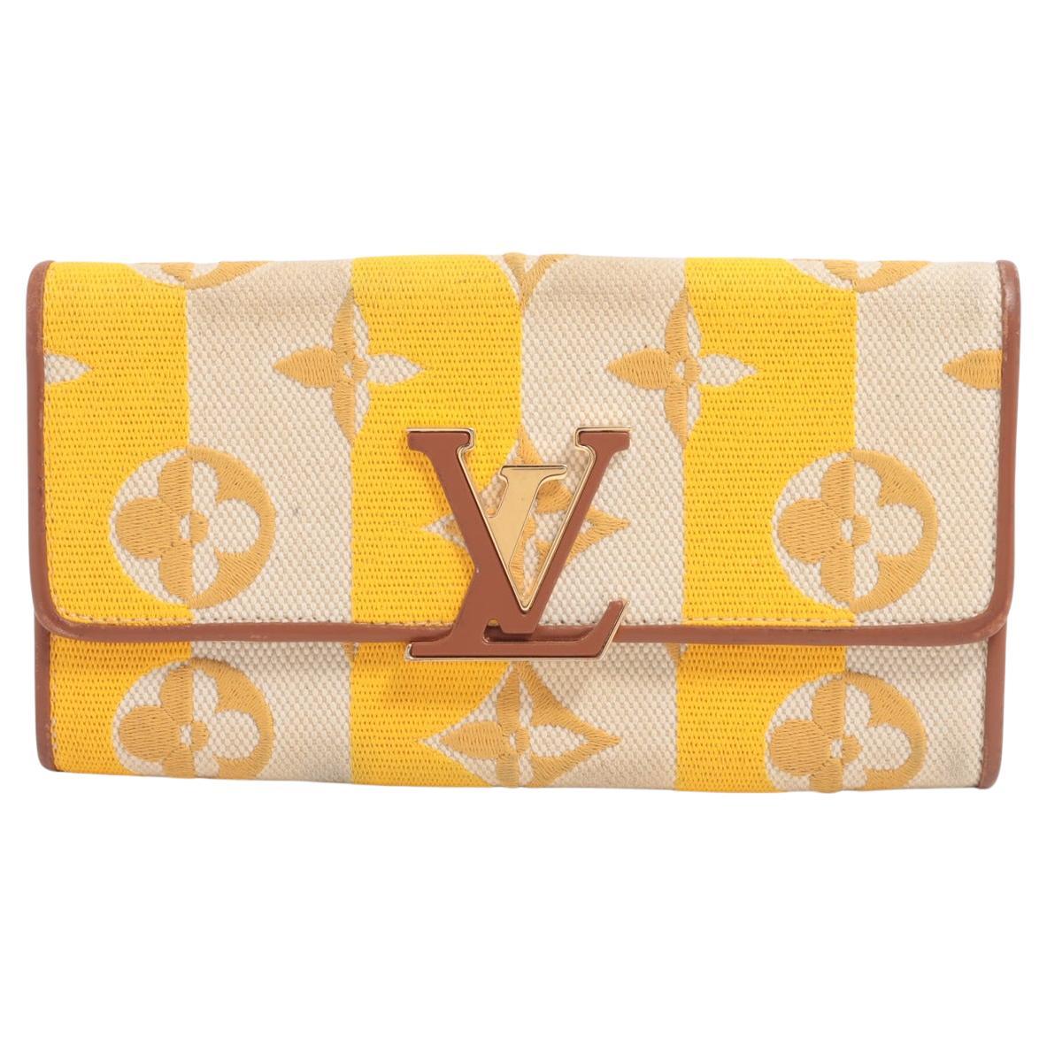 Louis Vuitton Monogram Canvas Capucine Wallet Stripe Yellow Beige For Sale