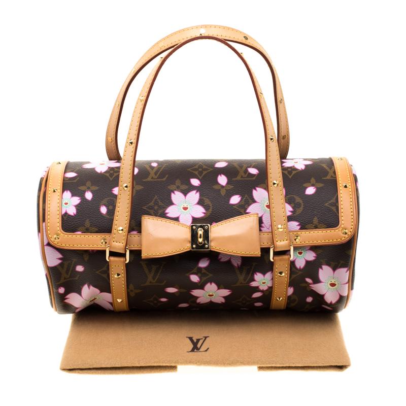 LV Louis Vuitton Papillon Ipi Leather Handbag Barrel Bowling Shape Black