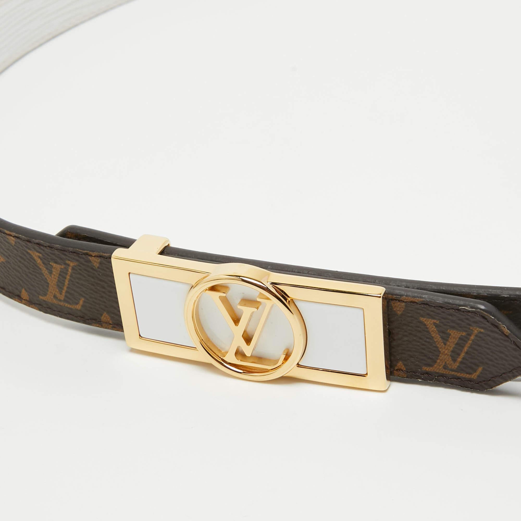 Louis Vuitton Monogram Canvas Dauphine Reversible Belt 90 CM In Good Condition For Sale In Dubai, Al Qouz 2