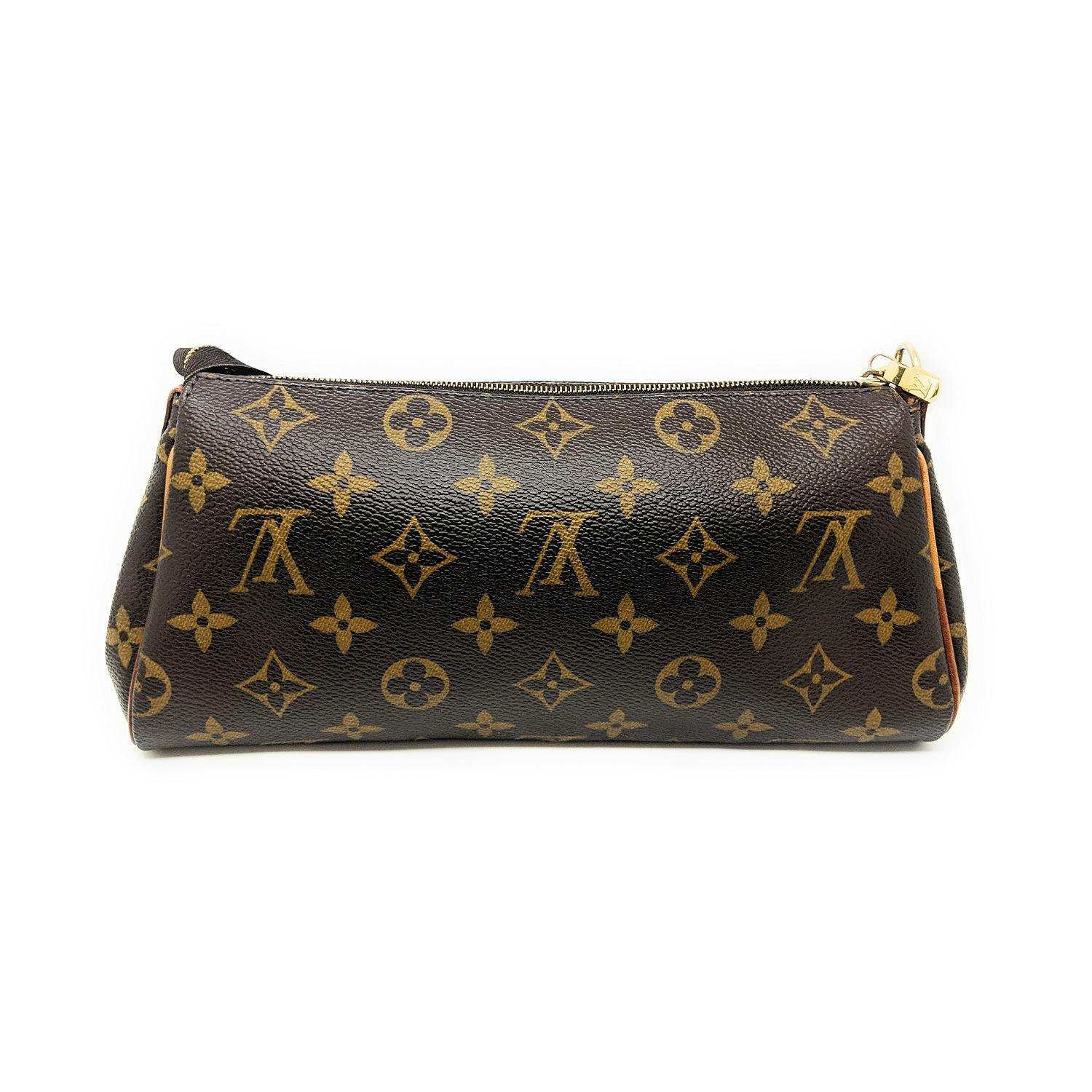 Louis Vuitton Monogram Canvas Eva Clutch mit Riemen (Schwarz)