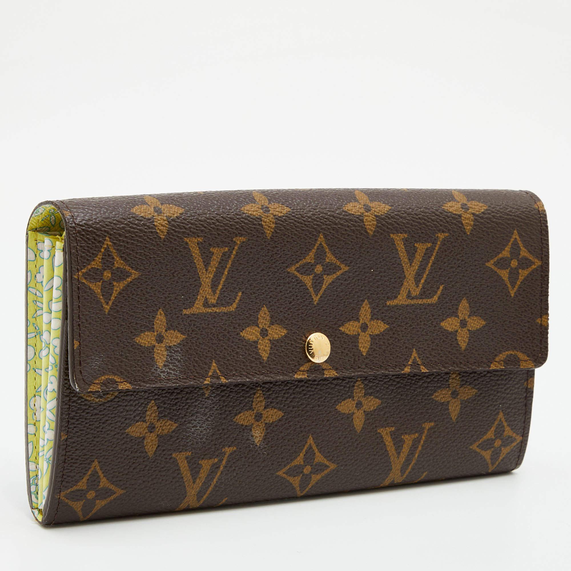 Black Louis Vuitton Monogram Canvas Fleuri Sarah Wallet