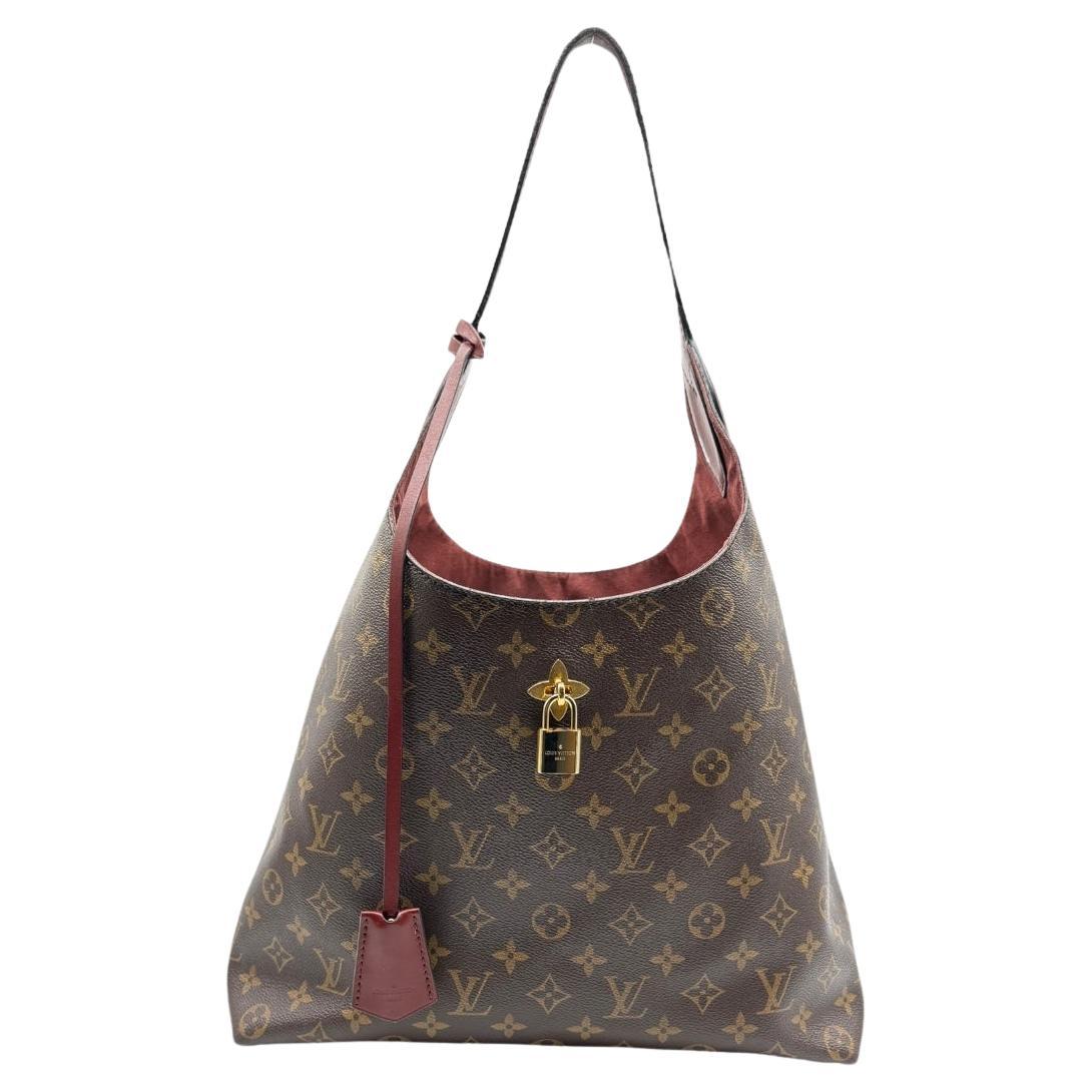 Louis Vuitton Monogram Canvas Flower Hobo Bordeaux Handbag For Sale