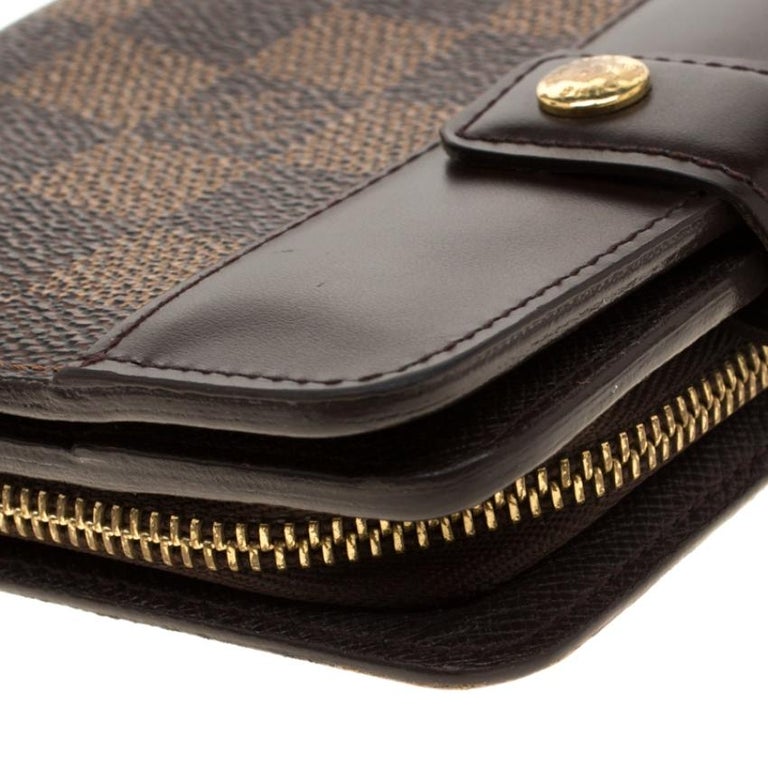 Louis Vuitton Damier Ebene Canvas Zippy Wallet For Sale at 1stDibs