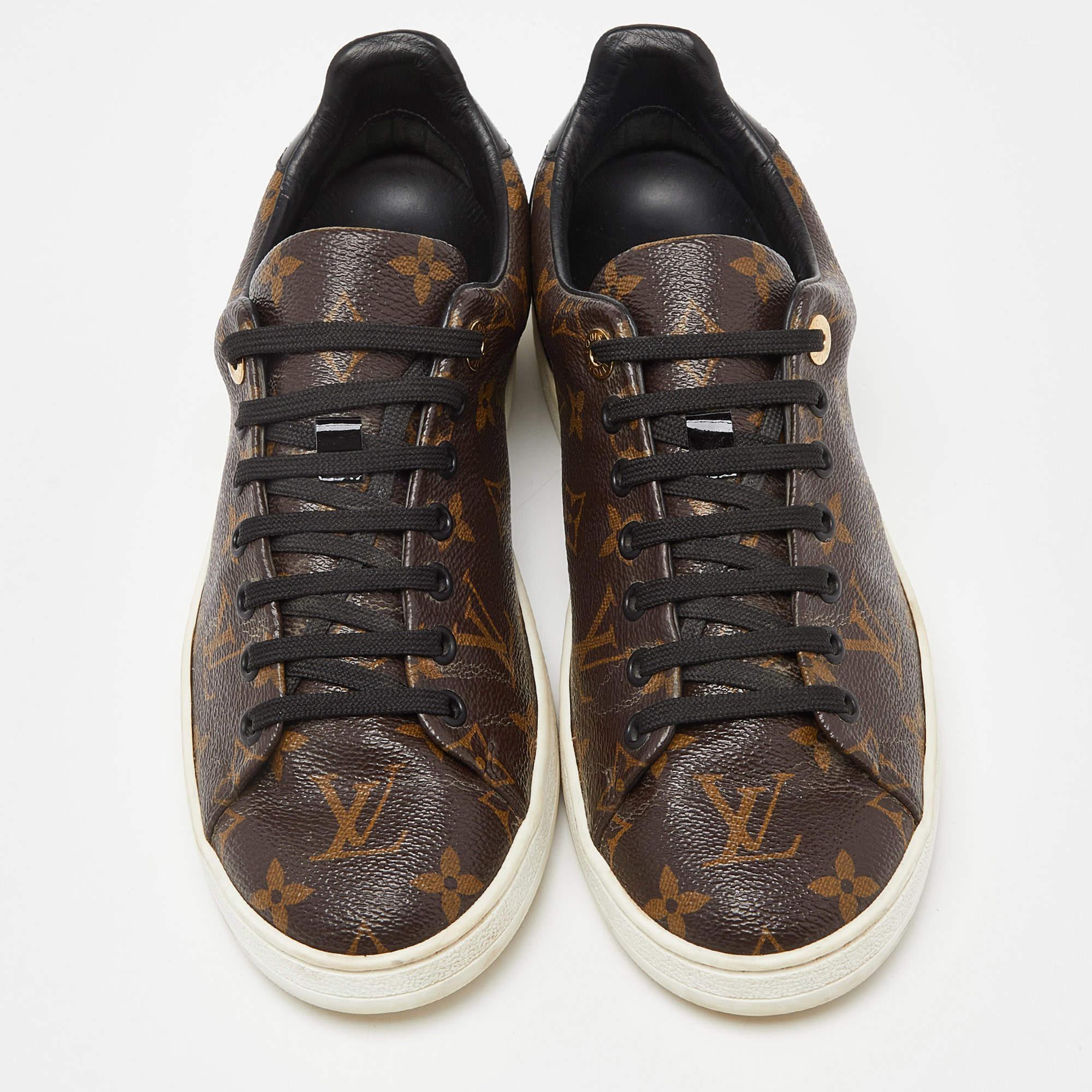Black Louis Vuitton Monogram Canvas Frontrow Sneakers Size 38.5