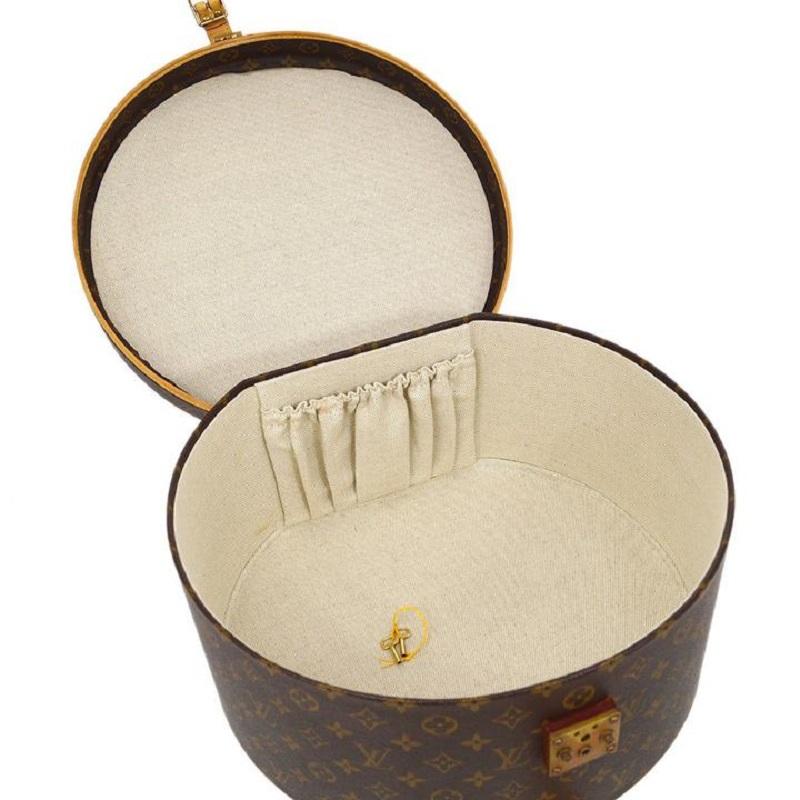 Gray LOUIS VUITTON Monogram Canvas Gold Hardware Travel Hat Storage Box