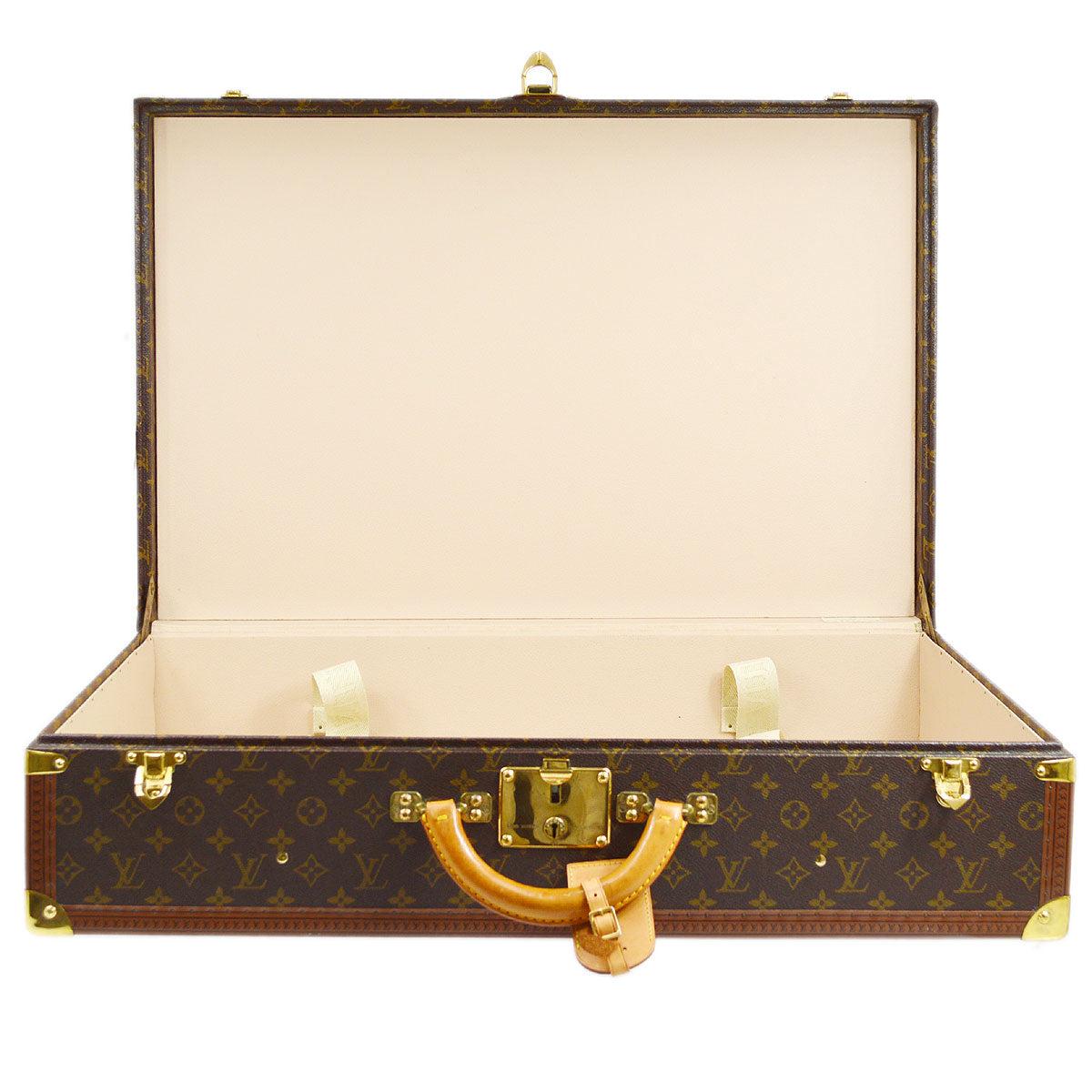 LOUIS VUITTON Monogram Canvas Gold Large Travel Suitcase Trunk For Sale 1