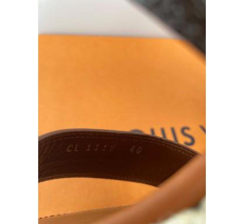 Brown Louis Vuitton Monogram Canvas & Jute Boundary Wedge Sandals For Sale