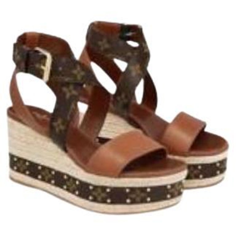Louis Vuitton, Shoes, Louis Vuitton Fabric Maia Rope Wedge Sandals Size  38 Brand New In Box