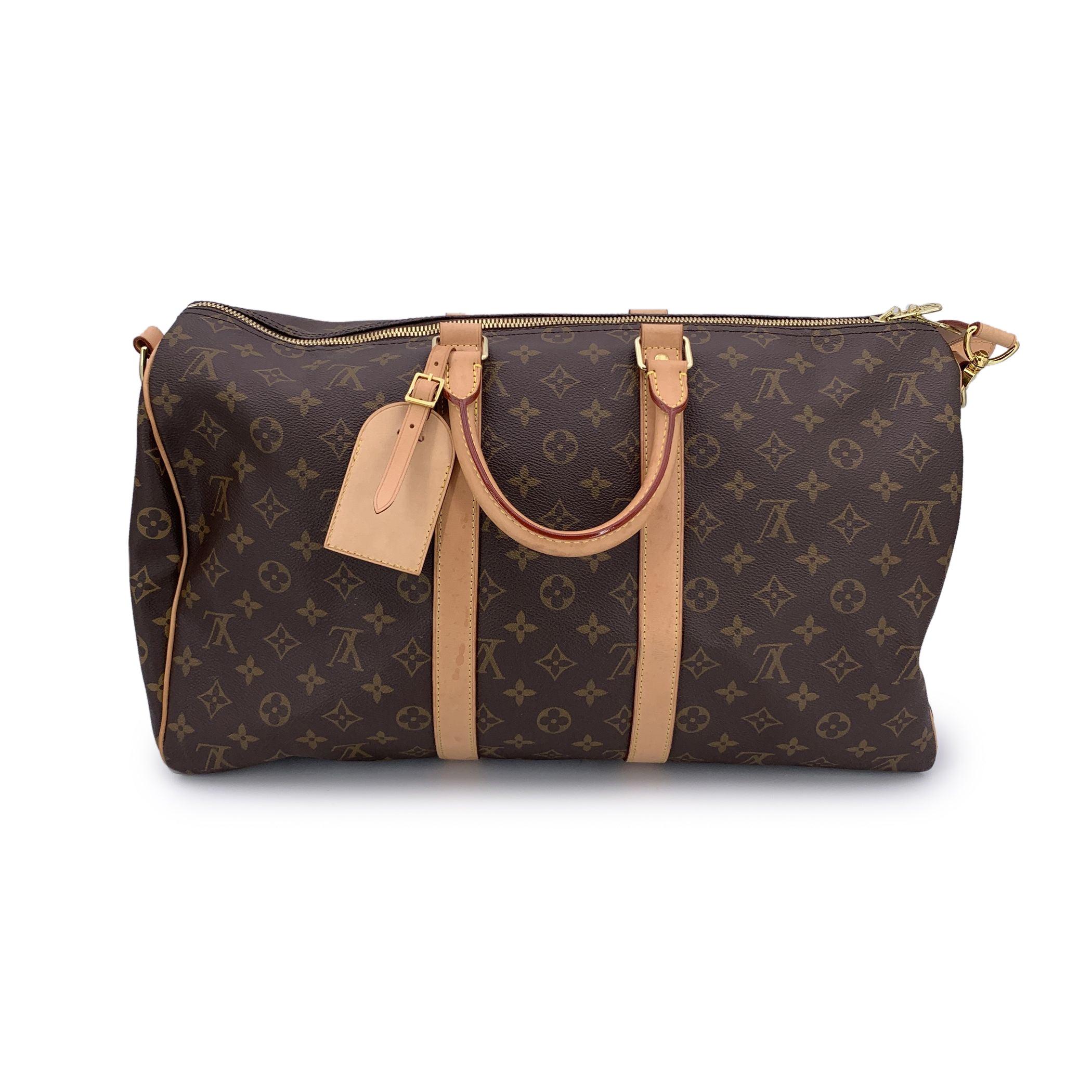 Black Louis Vuitton Monogram Canvas Keepall 45 Bandouliere Travel Duffel Bag For Sale