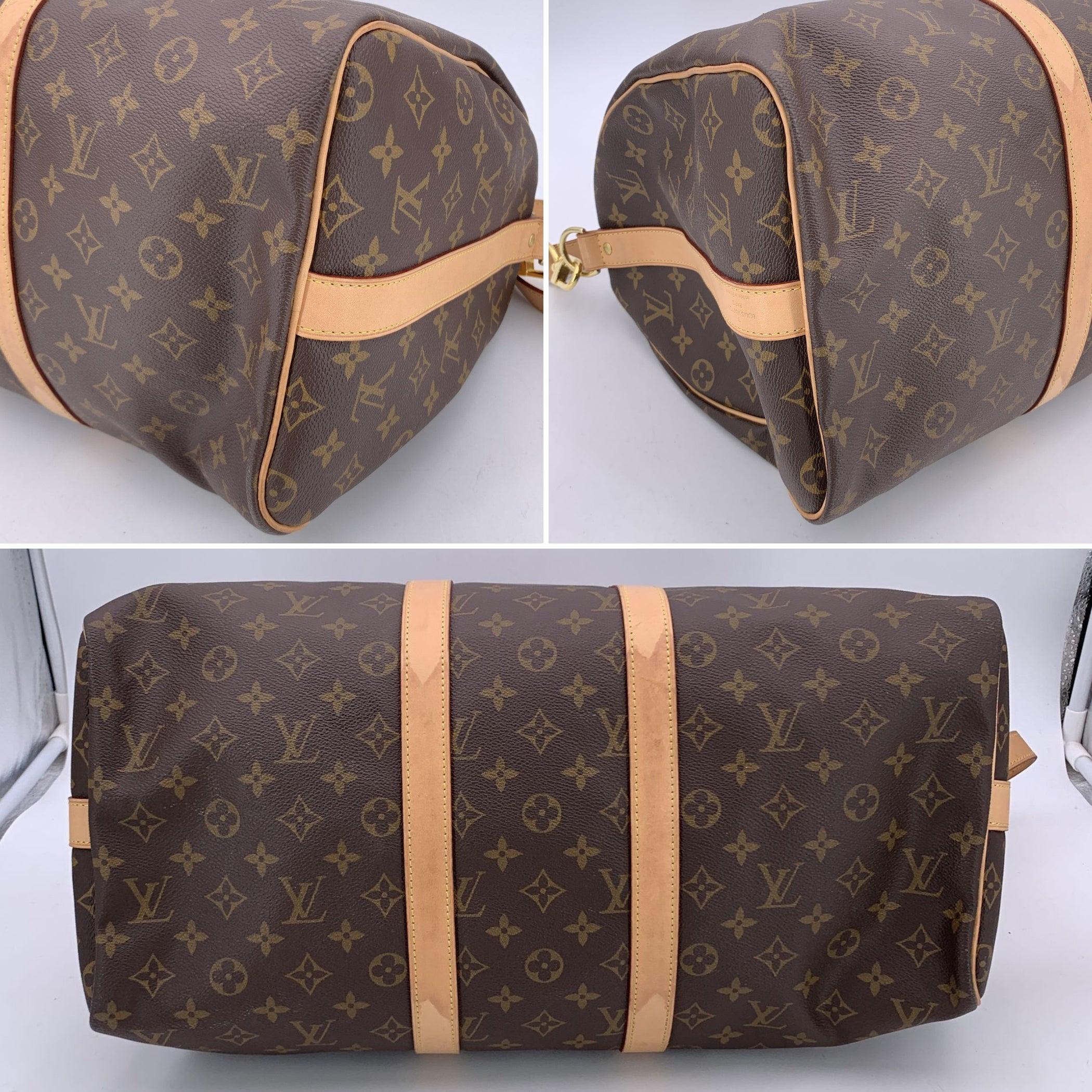 Louis Vuitton Monogram Canvas Keepall 45 Bandouliere Travel Duffel Bag For Sale 2
