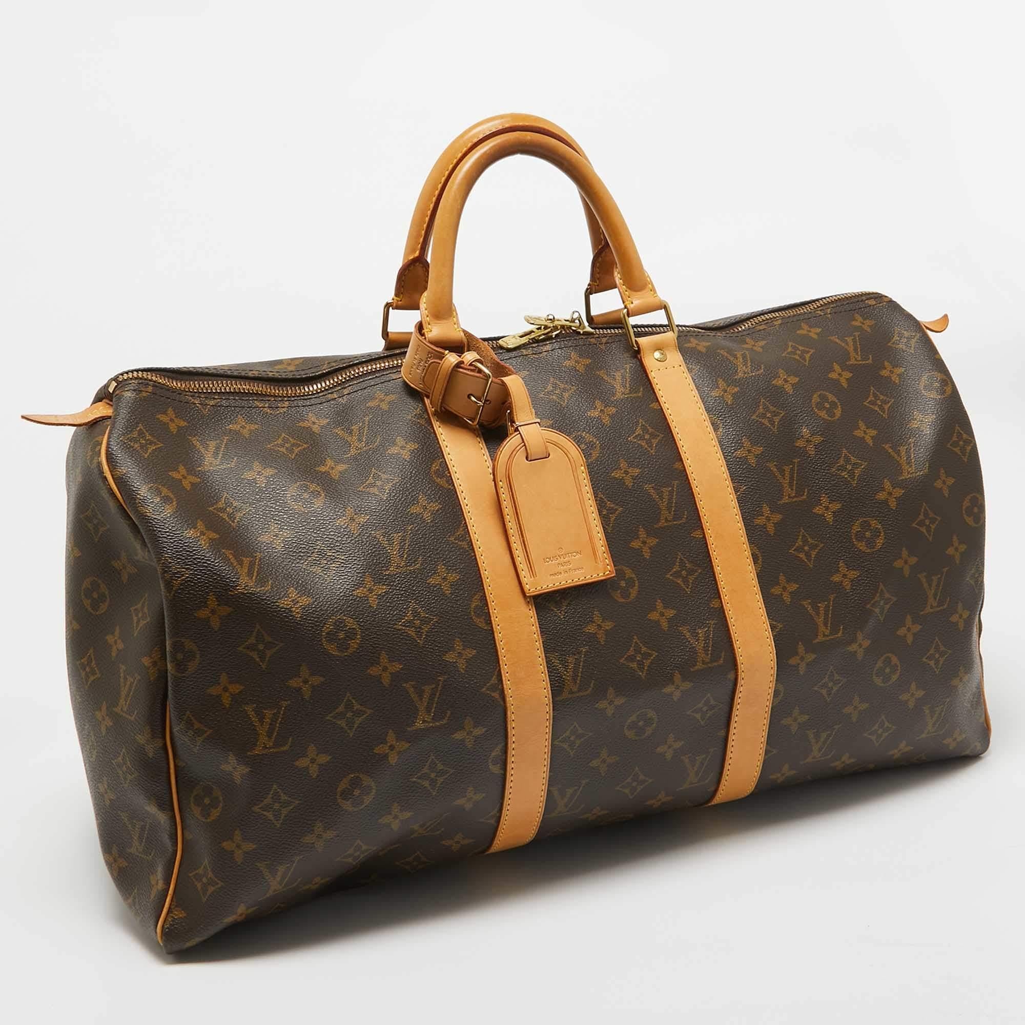 Brown Louis Vuitton Monogram Canvas Keepall 50 Bag