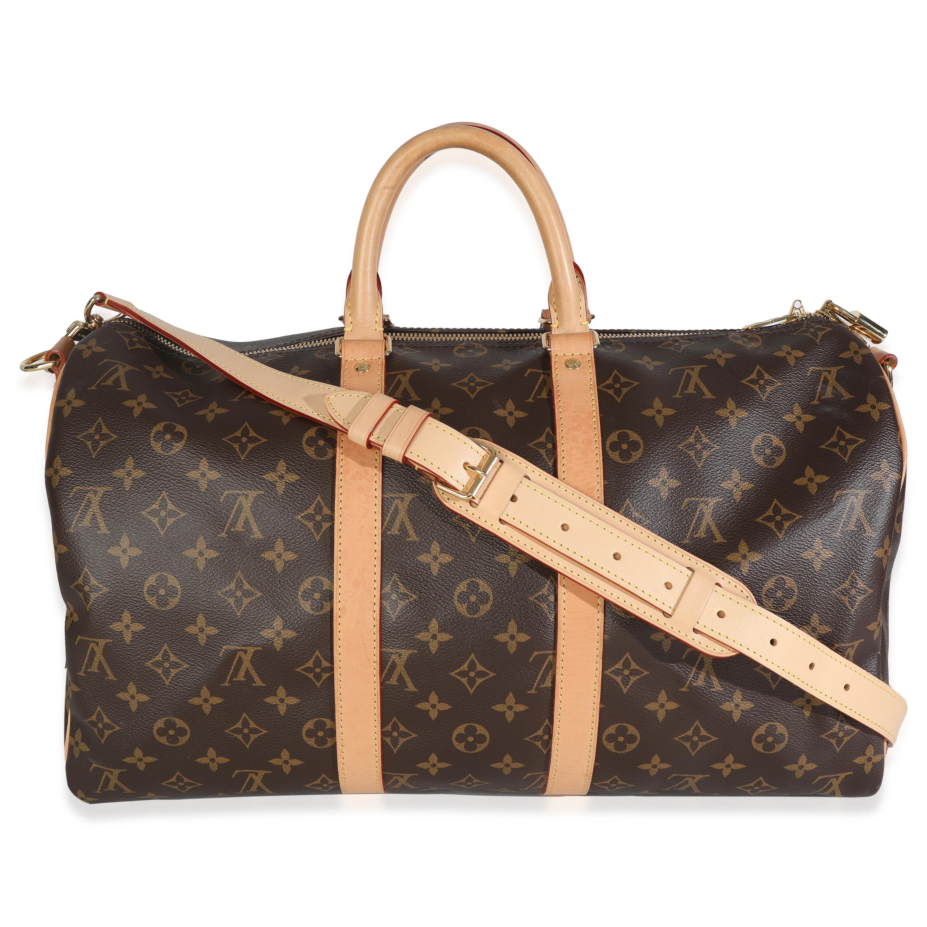 Listing Title: Louis Vuitton Monogram Canvas Keepall Bandouliere 45
SKU: 148689
MSRP: 2570.00 USD
Condition: Pre-owned 
Condition Description: An early 20th-century design from Louis Vuitton, the Keepall bag is the epitome of the Maison's spirit and