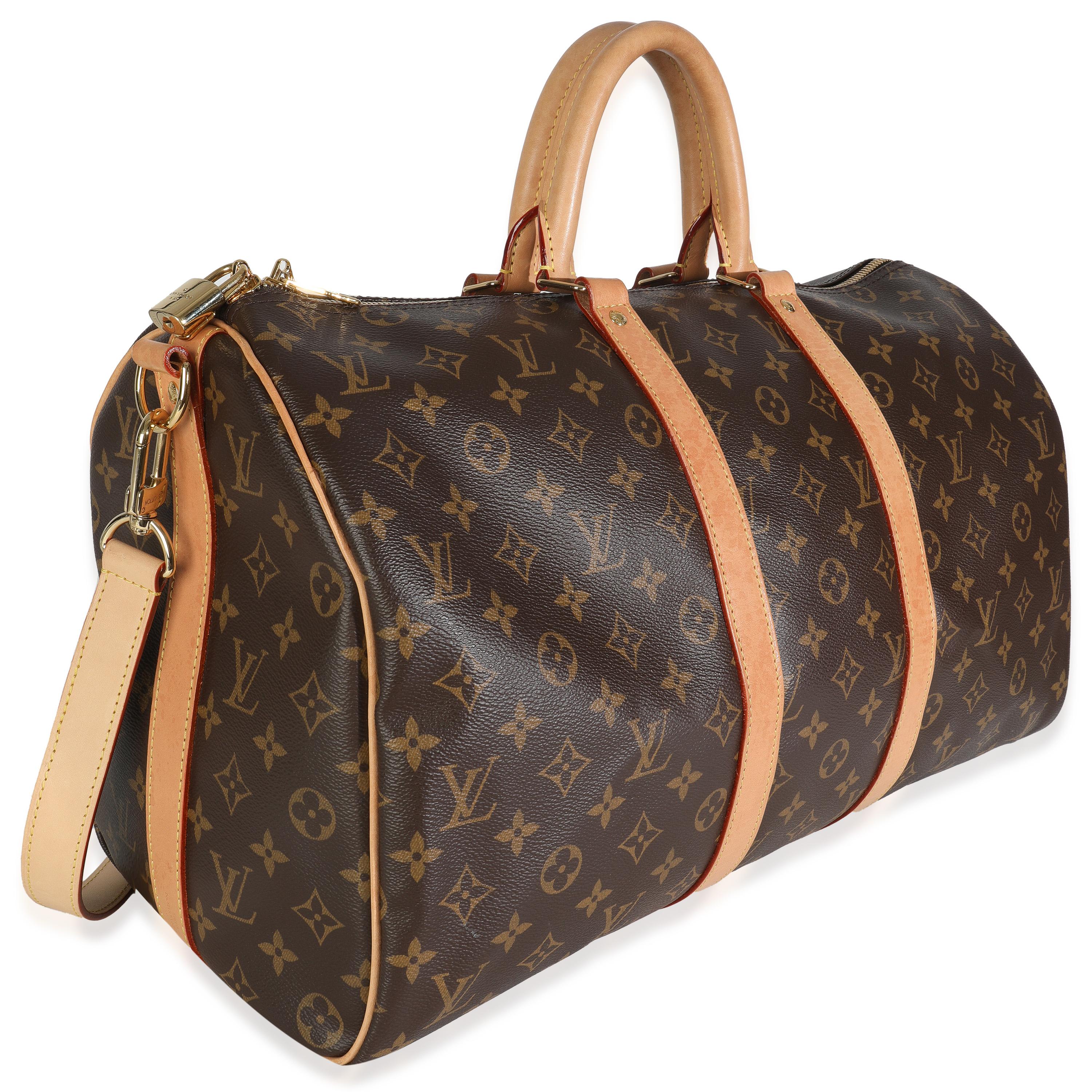 Noir Louis Vuitton Monogram Canvas Keepall Bandouliere 45 en vente