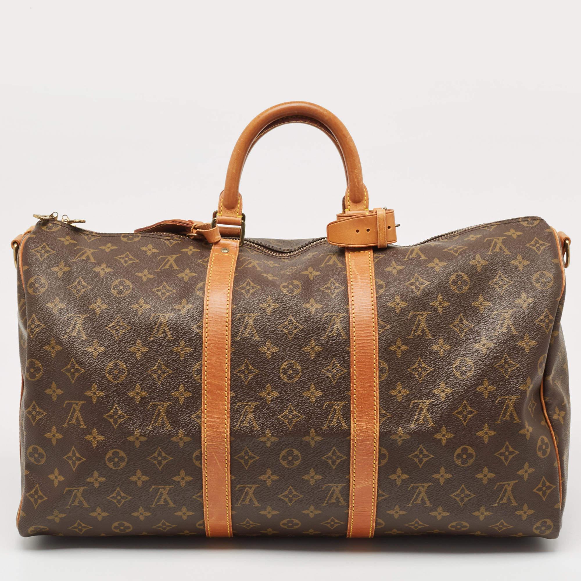 This Bandouliere 50 from the house of Louis Vuitton is an accessory you will turn to when you have travel plans. It has been crafted using the best kind of materials to be appealing as well as durable. It's a worthy investment.

Includes: Leather