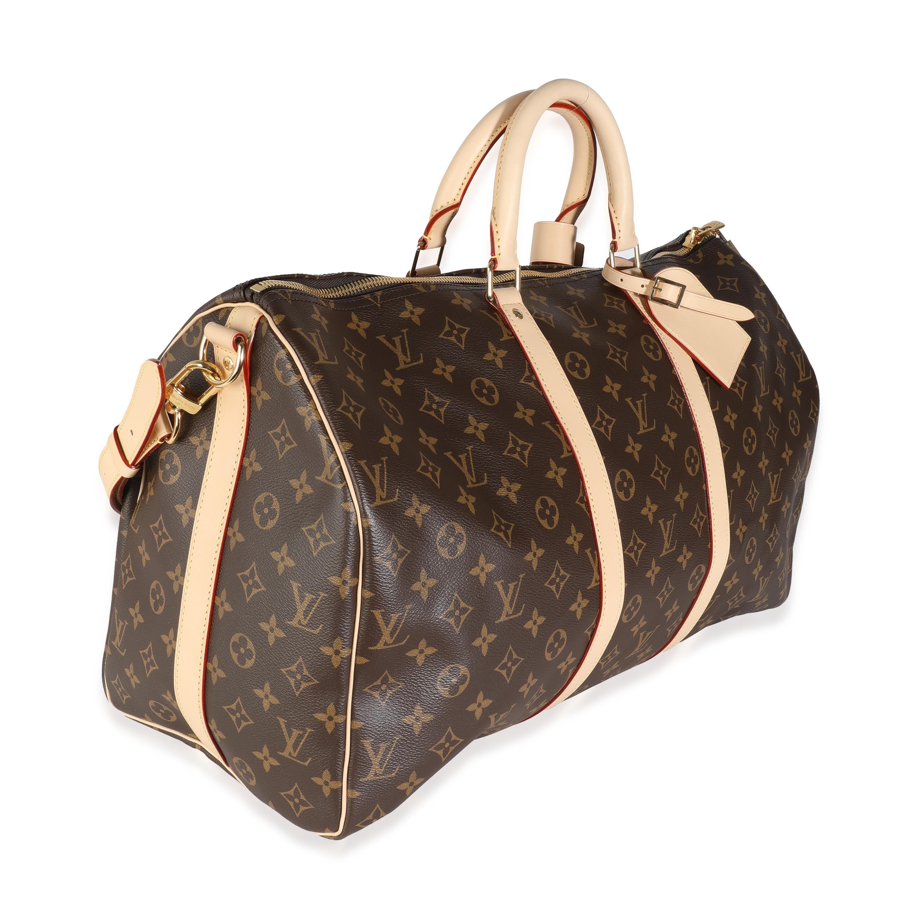 Black Louis Vuitton Monogram Canvas Keepall Bandouliere 50 For Sale
