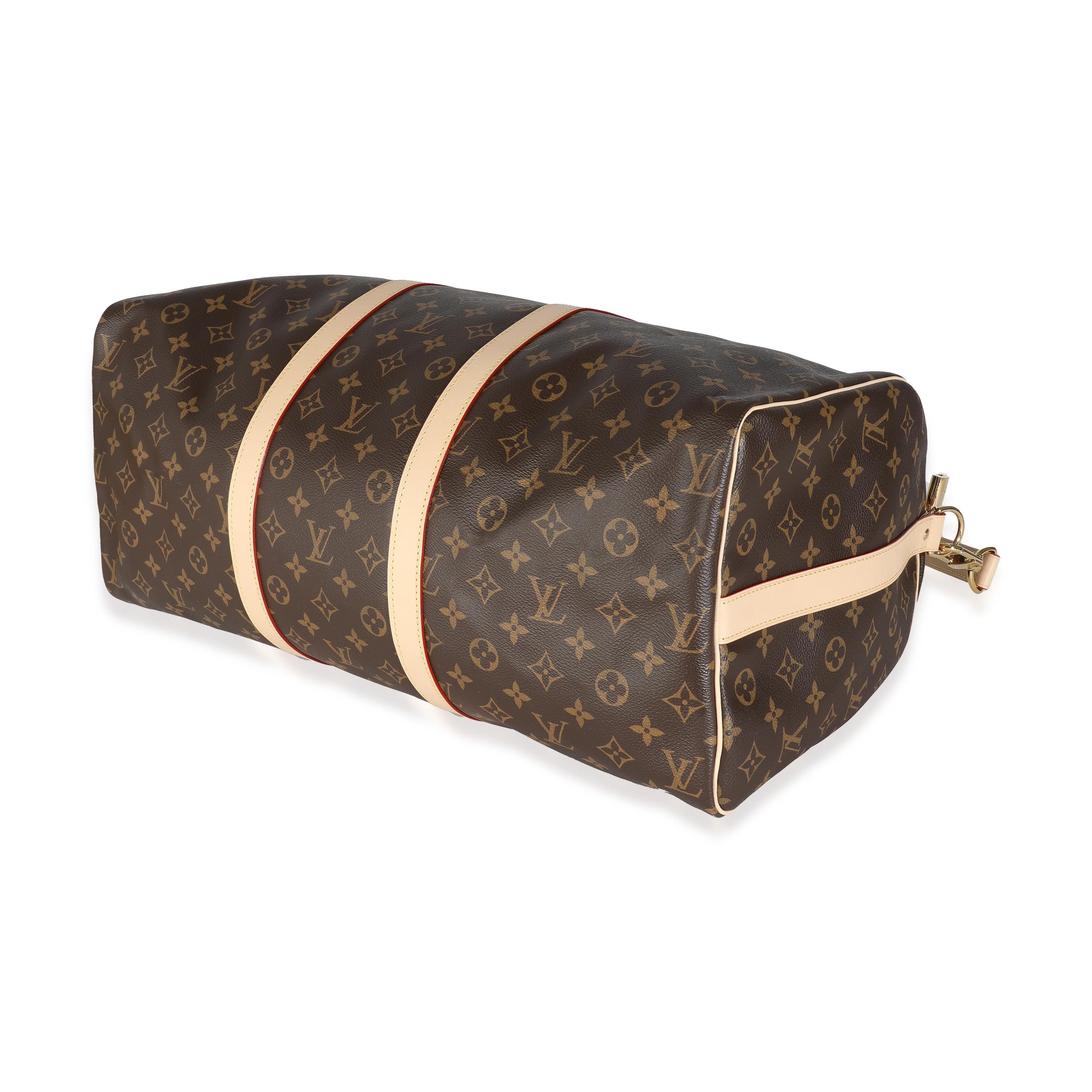 Women's or Men's Louis Vuitton Monogram Canvas Keepall Bandouliere 50 For Sale