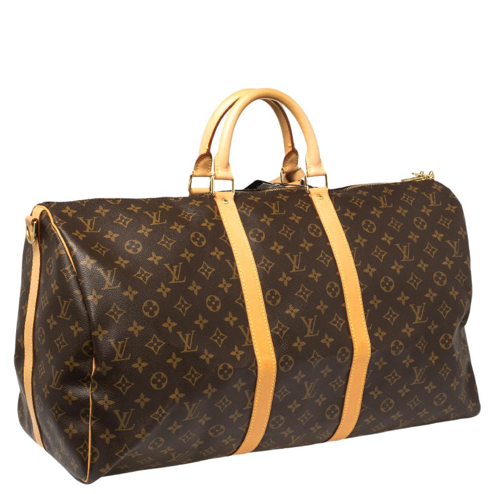 Louis Vuitton Monogram Canvas Keepall Bandouliere 55 bag In Good Condition In Dubai, Al Qouz 2