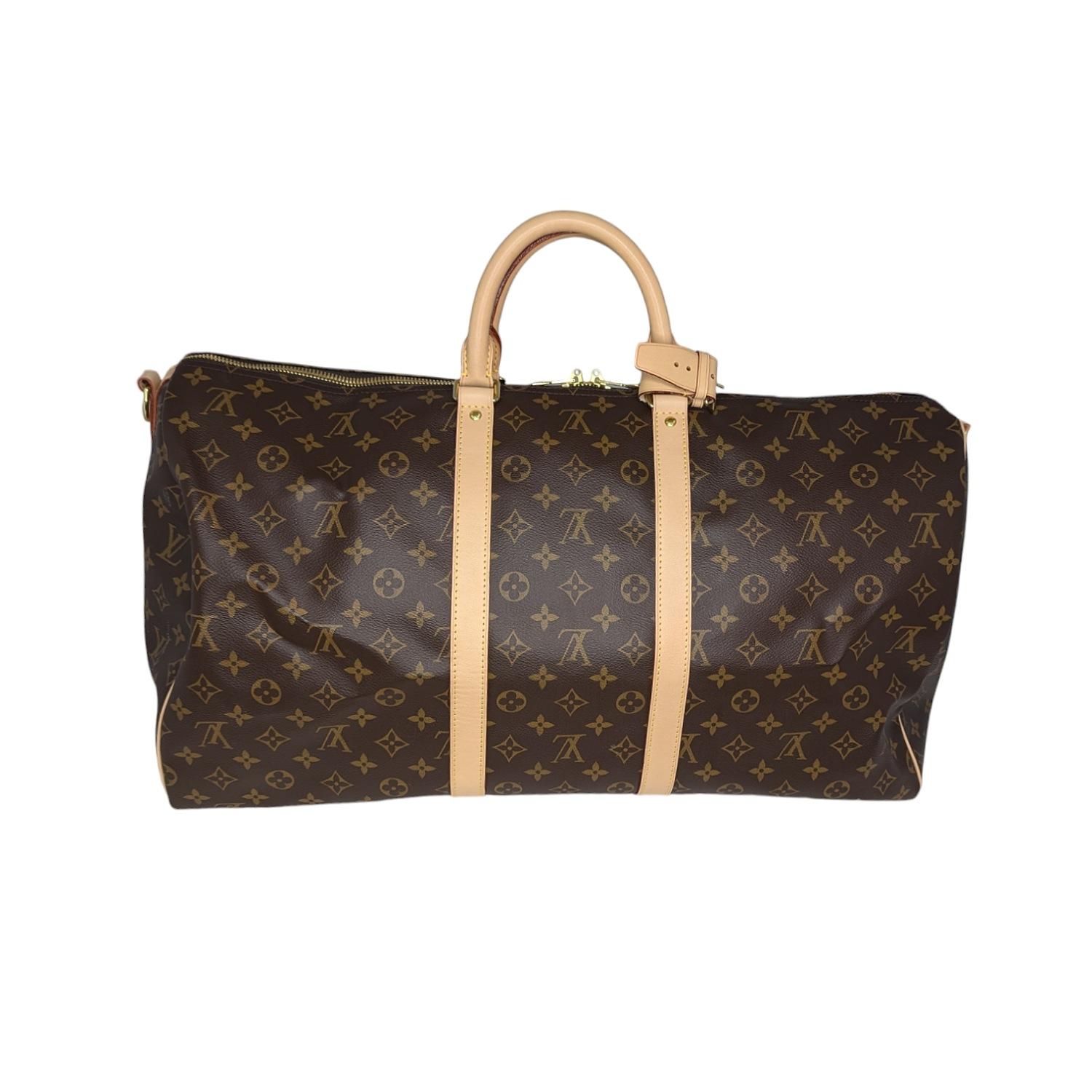 Black Louis Vuitton Monogram Canvas Keepall Bandouliere 55 Duffel Bag