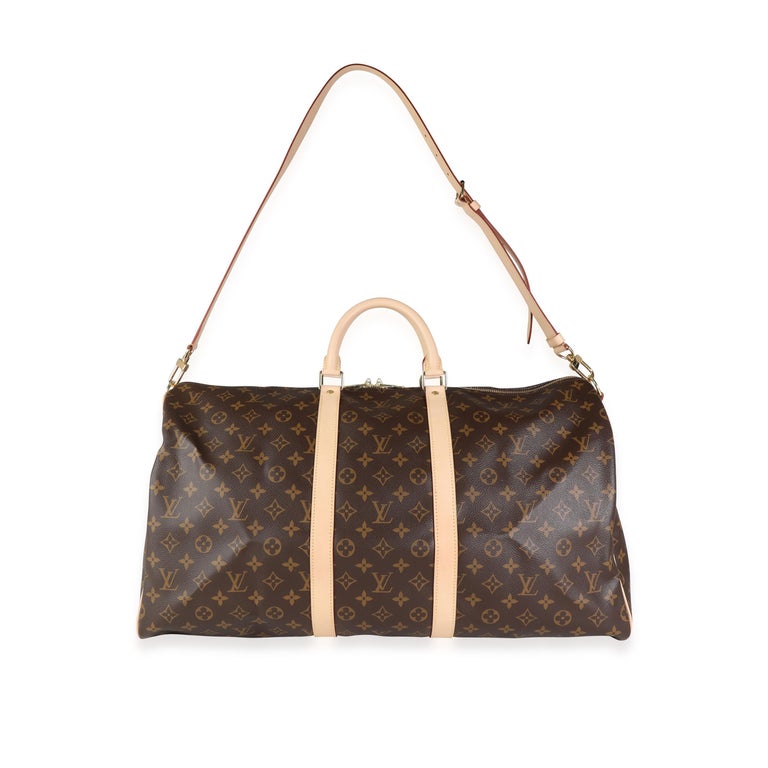 Listing Title: Louis Vuitton Monogram Canvas Keepall Bandoulière 55
SKU: 114011
MSRP: 2360.00
Condition: Pre-owned (3000)
Handbag Condition: Excellent
Condition Comments: Excellent Condition. Faint marks and creasing to exterior. No other visible