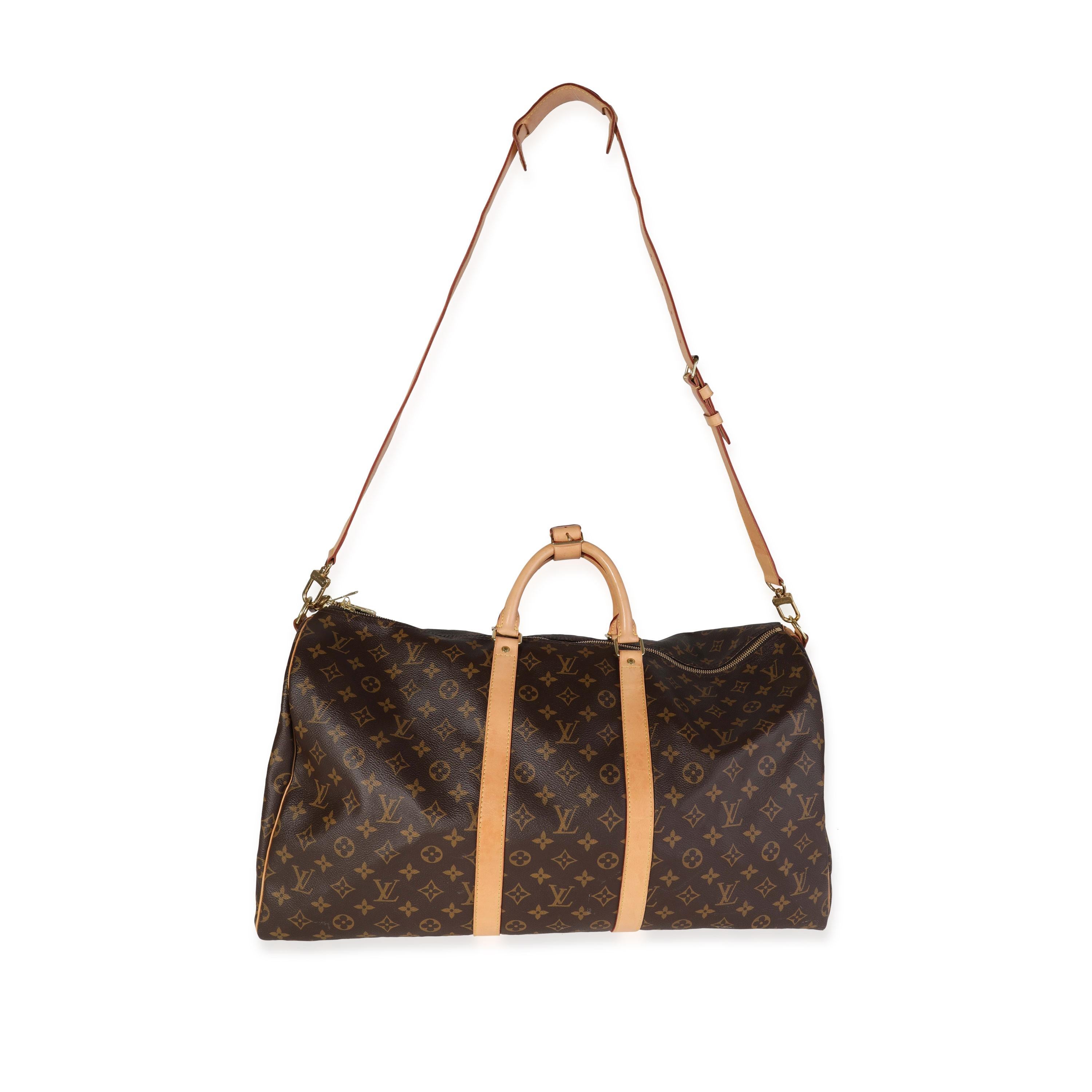 Listing Title: Louis Vuitton Monogram Canvas Keepall Bandoulière 55
SKU: 118399
MSRP: 2360.00
Condition: Pre-owned (3000)
Handbag Condition: Very Good
Condition Comments: Water marks on base. Normal Patina. Small stain on interior.
Brand: Louis