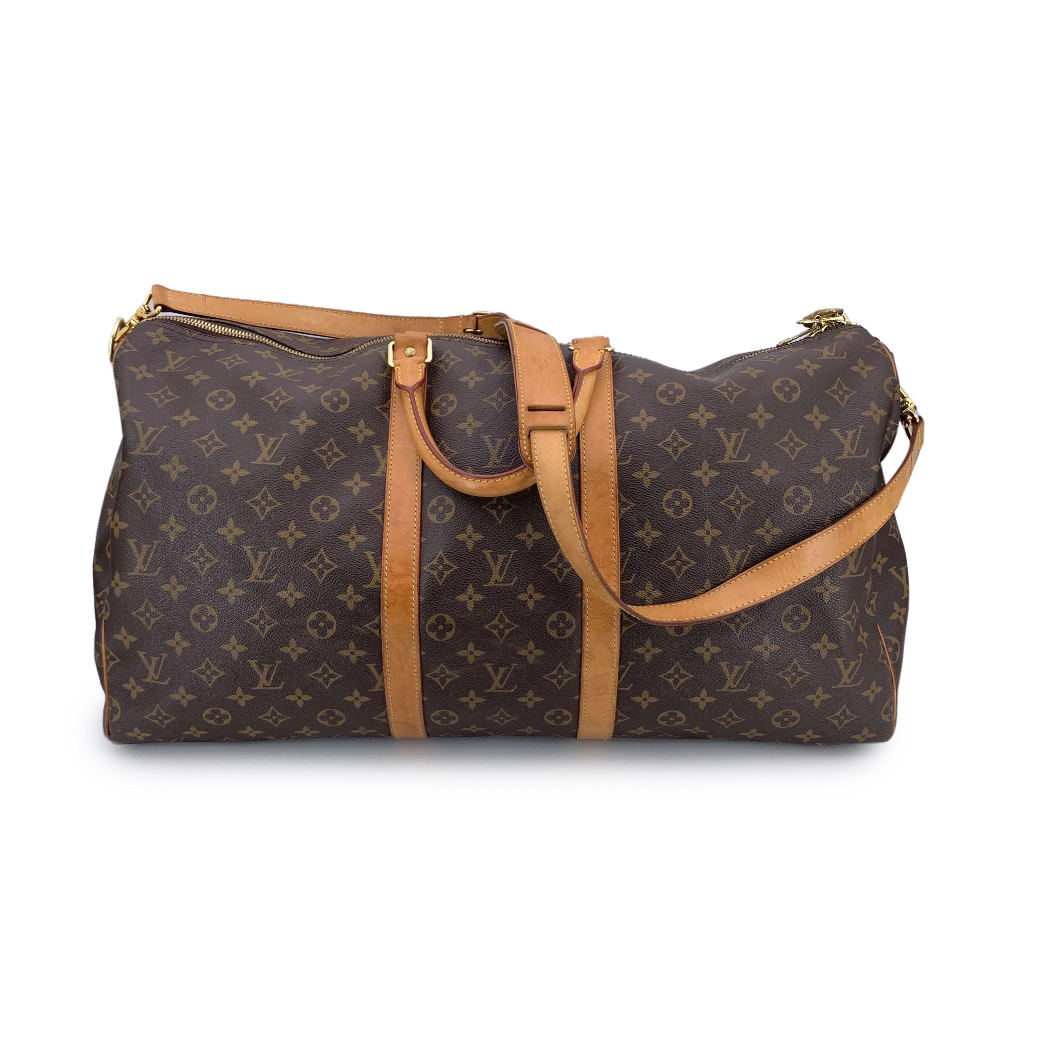 Black Louis Vuitton Monogram Canvas Keepall Bandouliere 55 Travel Bag For Sale