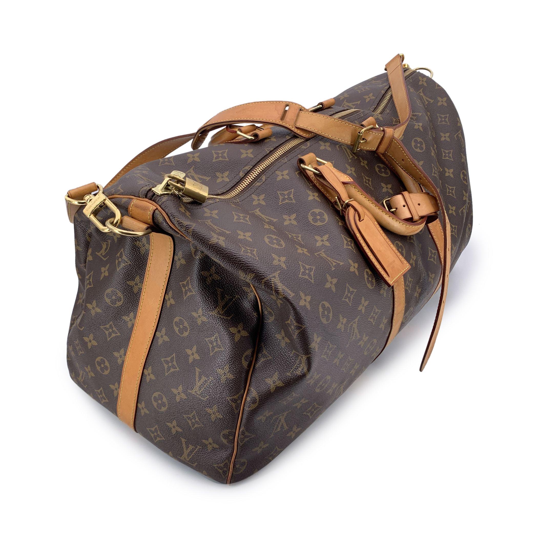 Louis Vuitton Monogram Canvas Keepall Bandouliere 55 Travel Bag For Sale 1